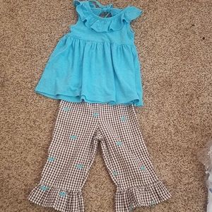 Kelly's kids 4 5 set aqua fish ruffle pant